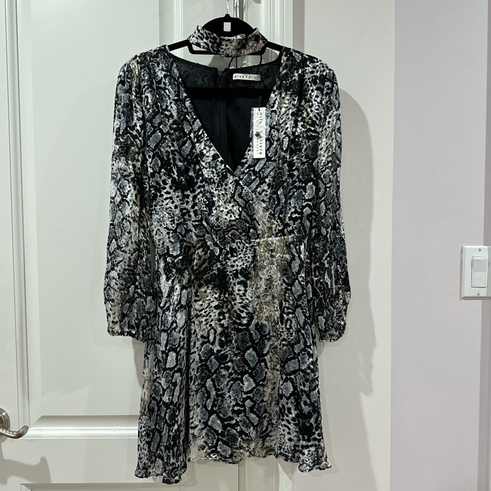 Alice and Olivia Black animal printed dress.